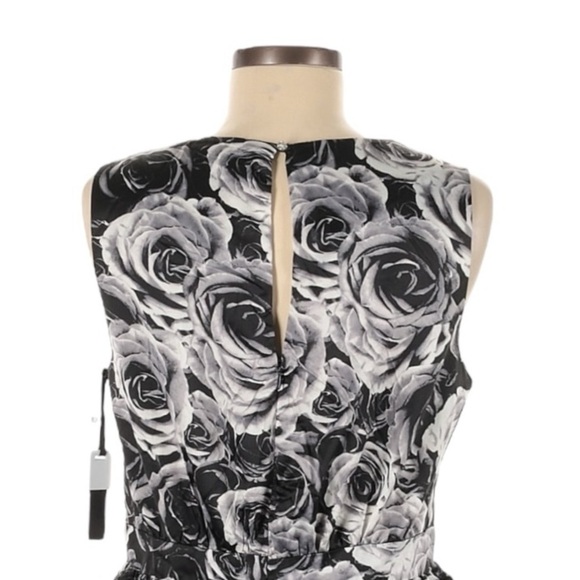 Kate Young Target Cocktail Dress 8 NWT Black Rose Floral Sheath Wedding Ruffle - Picture 4 of 10